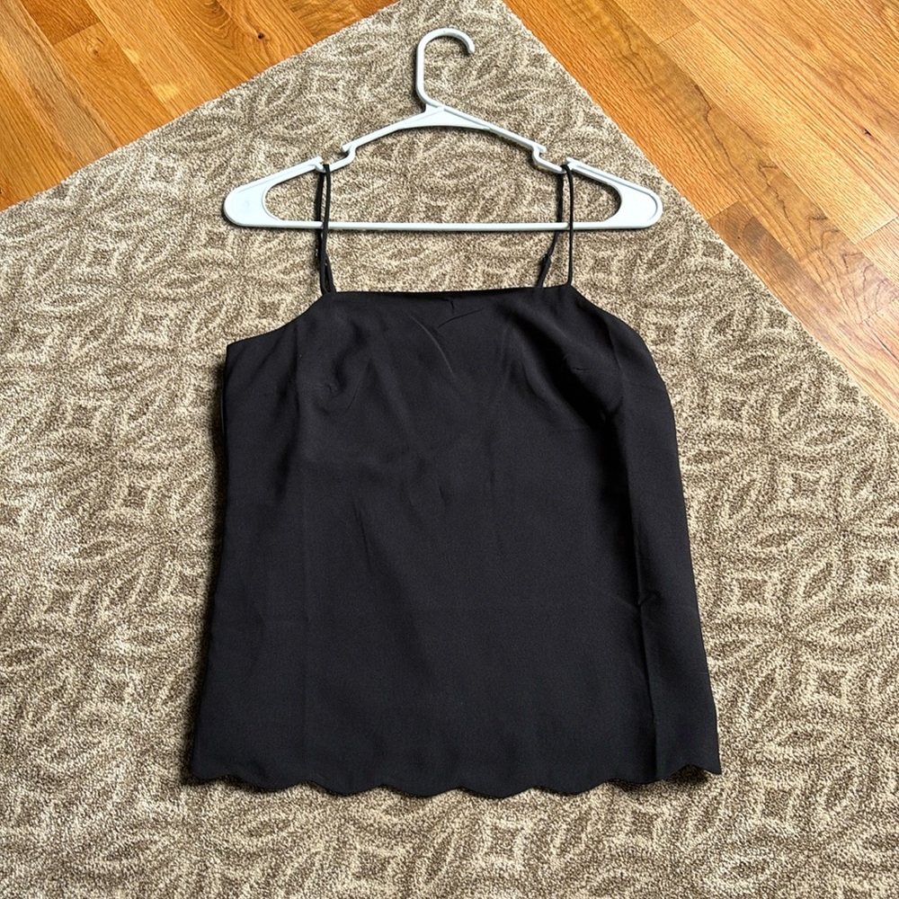 J. Crew Black Scalloped Camisole